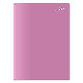 Terminplaner 2026, A4, Wochenansicht, Termine für das ganze Jahr, fester Einband, UK-Planer, für Zuhause, Büro, Schule und Arbeit, Altrosa