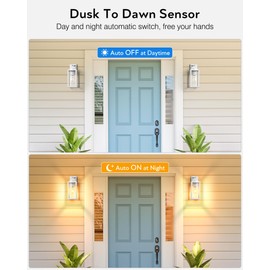 OPAXIS 15" Large White Outdoor Wall Lights, Dusk to Dawn Exterior Lighting Fixtures, Waterproof Aluminum Front Porch Light, Seed Glass Outdoor Wall Sconce for House Garage Garden, E26 Base