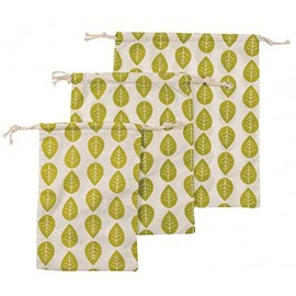 Nuts Leaves Fruit and Vegetable Bags with Drawstring, Set of 3, 100% Cotton, Reusable Shopping Bag, Cotton Bag, Vegetable Bag, Washable