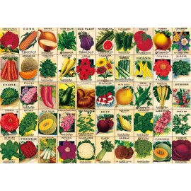 Vintage Plant Puzzle 1000 Pieces for Adult, Flower Puzzle of Heirloom Seeds, Garden Jigsaw Puzzles Fruit