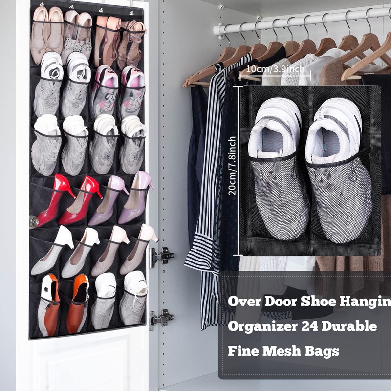 UESDU Hanging Shoe Storage, 24 Pockets Storage Bag for Shoes,
