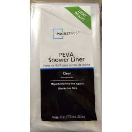 Mainstays Clear Shower Curtain Liner Anti-Bacterial PEVA 70x71 Water Repellent Mainstays