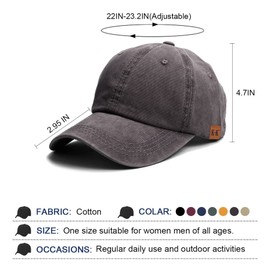 Ponytail Baseball Caps for Women - Washed High Pony Caps, Solid Color Cotton Adjustable Trucker Dad Cap Classic Vintage Denim Baseball Hats High Bun Pony Sun Caps for Women Ladies Outdoor (Coffee)