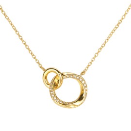 Luna Grace Glistening Minimalist Orbit Eclipse Pendant Necklace - Adjustable Dainty Celestial Jewellery for Women - Gold
