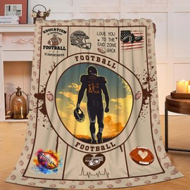 Football Throw Blanket Sports Rugby Football Gifts for Kids Girls Boys Adults Women Men Soft Cozy Warm Plush Fluffy Fuzzy Fleece Ball Games Competition Blanket Home Decor 40''X50''