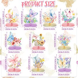 10 piezas de decoraciones de fiesta de mariposa - centros de mesa de flores de mariposa en primavera, color rosa y morado, 3D, panal, toppers de mesa para niñas, suministros de baby shower, fiesta