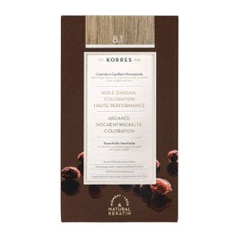KORRES Argan Oil Colorant – ammoniakfreie Haarfarbe Hellblond Asch 8.1 – 100% Grauhaarabdeckung & vegan für ein langanhaltendes Farbergebnis