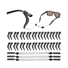 20 Pares de Retenedores de Gafas para Patillas, Agarraderas para los Ojos Negro