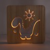 Wood Carving Lamp Dinosaur Hollow Pattern Warm White Light USB