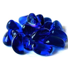 Hewnda Glass Stones, 1Lb/460g Dark Blue Pebbles, Aquarium Gravel for Fish Tank Decorative Vase Filling