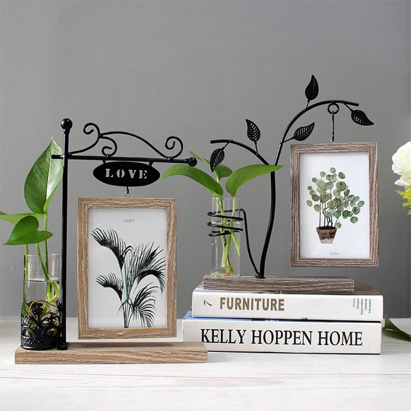 6-Inch Iron Art Hydroponic Photo Frame - Double-Sided 4x6 Glass