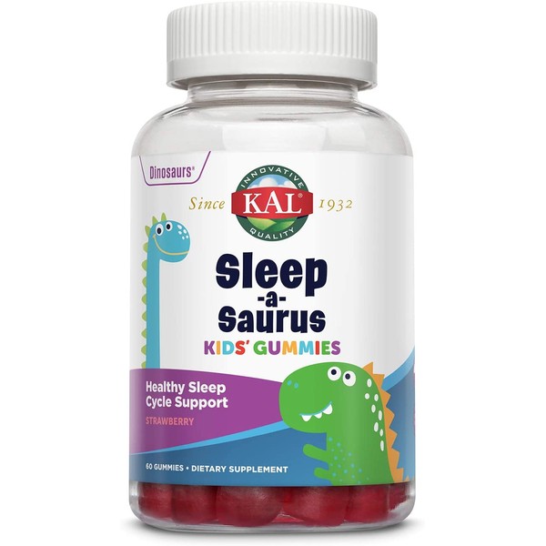 KAL Sleep-a-Saurus Kids Gummies | 1 mg Melatonin for Healthy Sleep Cycle Support | Vegan, Gluten Free | 60 Ct
