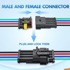 Nilight 4Pin Way Electrical Wire Connector 10 Pack 16AWG Male Female Plug Socket Quick Disconnect Waterproof Plug Play 1.5mm Series Terminal for Car Truck Motorcycle Marine Boat