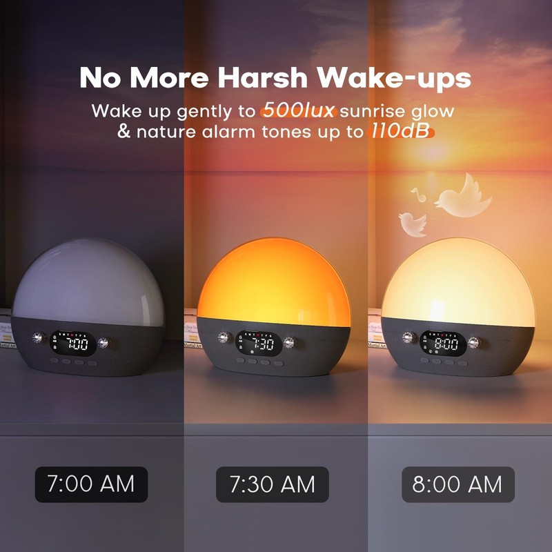 Dekala RestOnn Sunrise Alarm Clock Sunset Sound Machine 7-Day Programmable