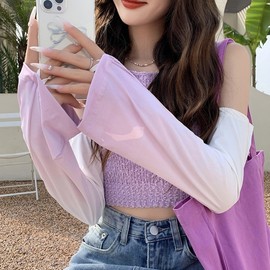 Cool Ice Wide Arm Sleeves for Summer Hiking Driving Golf Outdoor Purple/FREE 2ea