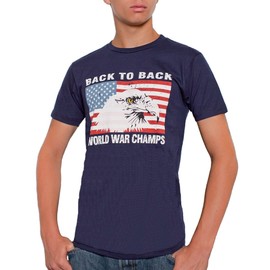 Back To Back World War Champs Eagle USA Men's T-Shirt Navy (2X-Large)