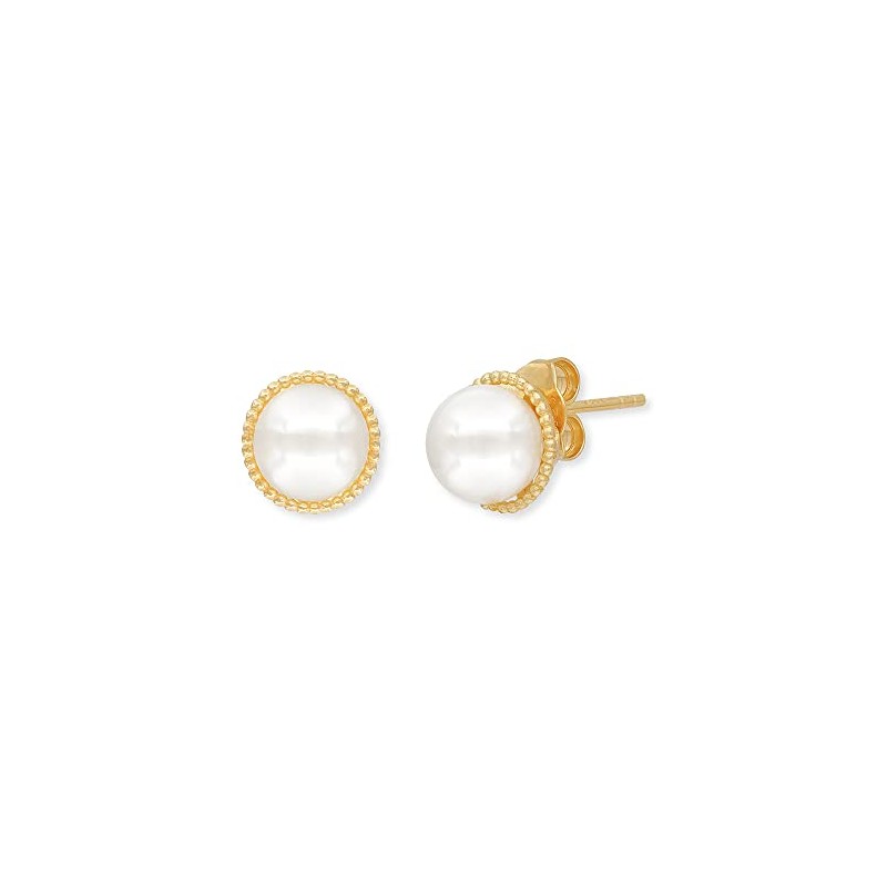 Engelsrufer Women's Stud Earrings Gold-Plated Sterling Silver with Shell Pearl