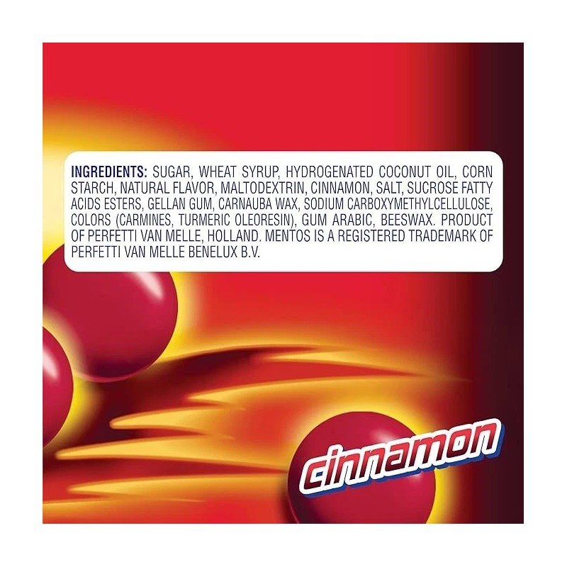 Mentos Mint Chewy Roll, Cinnamon, Non-Melting, Party, 1.32 oz (Pack