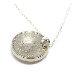 OCC Old Coin Cufflinks Domed Pendant 1950 Lucky Irish Threepence 75th Birthday gifts for women Sterling Silver 18in Chain