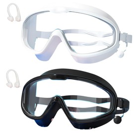 FEELNOW Continuity Goggles,High-Definition Large Frame Waterproof and Anti-Fog Swimming Goggles for Adult ﻿ (2, Black+White HD)