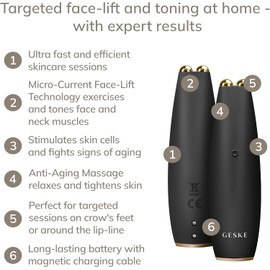 GESKE SmartAppGuided™ MicroCurrent Face-Lift Pen 6 en 1 Herramientas para cuidado de la piel Dispositivo antienvejecimiento Lifting facial Piel joven sin arrugas Dispositivo para la cara