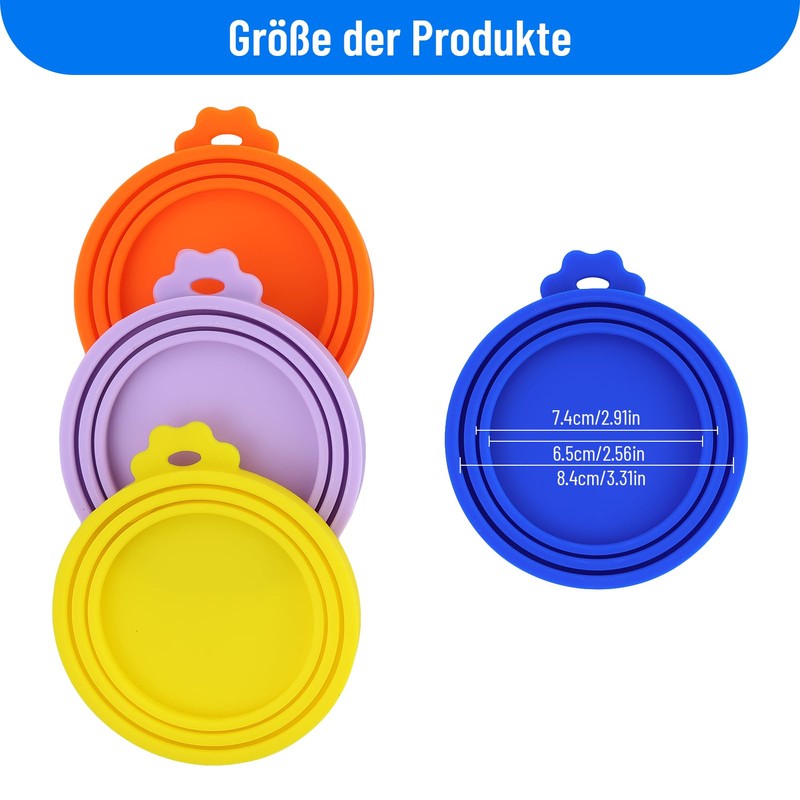 EMMALOUISESMITH 4 Stück(4 Farben) Bunt Tierfutter-Dosendeckel,Universal-Silikon-Dosendeckel, Silikon Deckel für Tierfutterdosen,