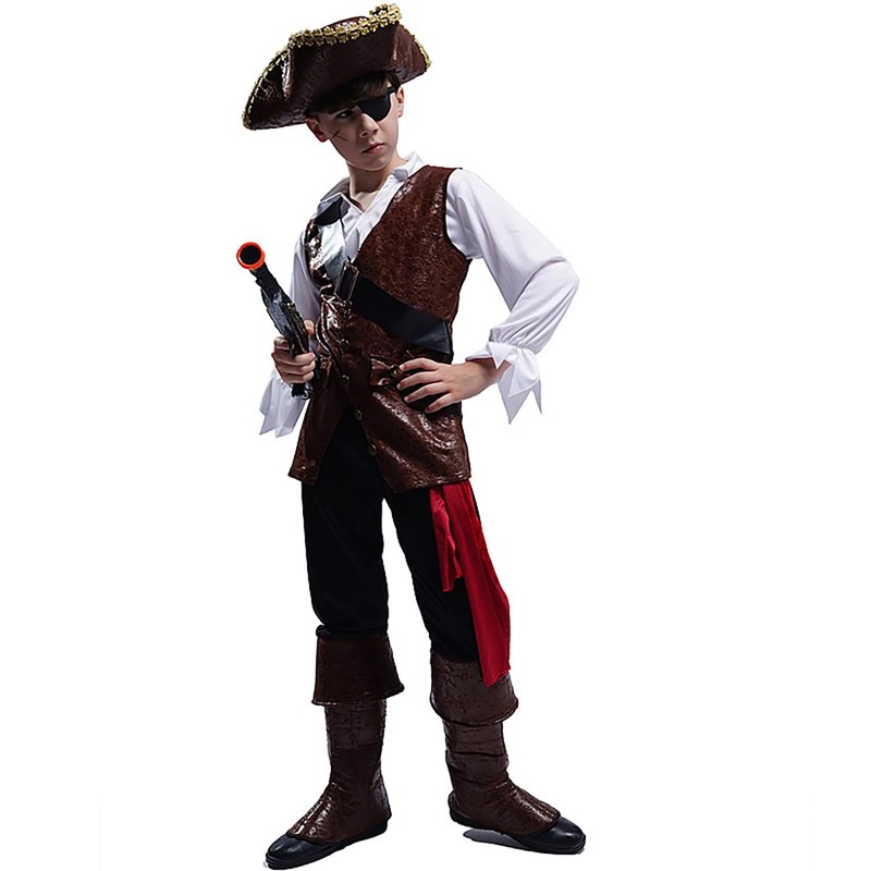SHE HARE Boys' Luxury Pirate Costume Outfits (M: 7-9 Years)