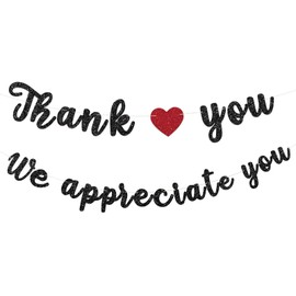 JNXCYQ Thank You Banner for Employee Appreciation Decorations,Glitter We Appreciate You Banner-Thank You Sign Decor for Employee Coworker Staff Teacher,Goodbye Farewell Going Away Party Decorations