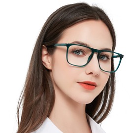 MARE AZZURO Oversized Reading Glasses 2.0 Women Lightweight Large Square Readers 100 125 150 175 200 225 250 275 300 350 400 500 600 (Green, 2.00)