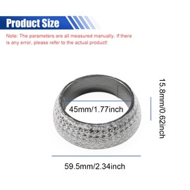 ID 45mm Car Exhaust Manifold Gasket, Graphite Construction Vehicle Seal Muffler Ring, Automotive Exhaust Flange Donut Replacement Gaskets to Prevent Leaking Between Exhaust Manifold and Exhaust Pipe