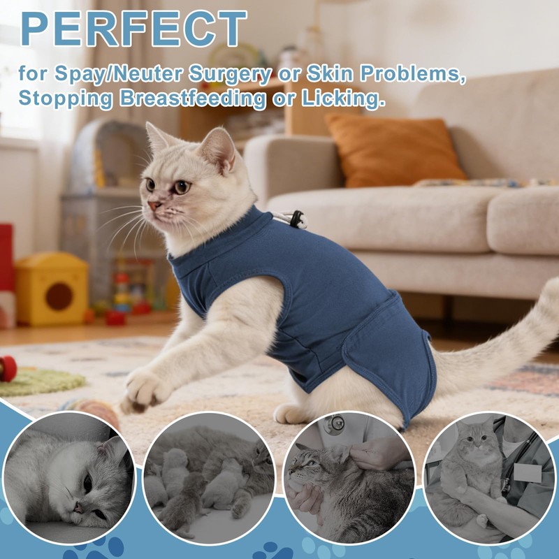 Gyuzh Cat Surgery Recovery Suit for Female Male Cats -