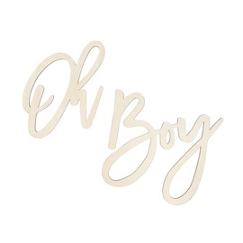 Oh Boy Sign - Wood Color | Perfect for Baby Showers, Gender Reveal Parties, Baby's 1st Birthday, and Photo Backdrops | Boy Decorations and Party Background