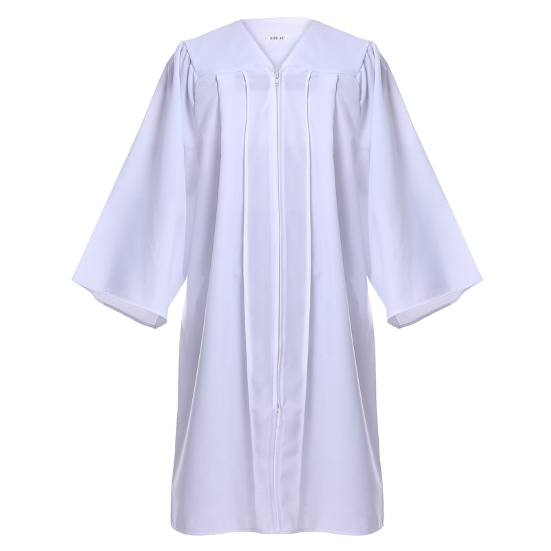 Newrara Matte Graduation Gown Cap Tassel Set (51FF(5'6"-5'8"), White)
