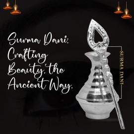 Stainless Steel Surmedani Metal Surmadani with Unique Kharbooza Design for all Occassions Surme Dani/Surma Holder/Surmedani for Women and Girls for Wedding Casual Use Size- 4 Inch -Color -Silver