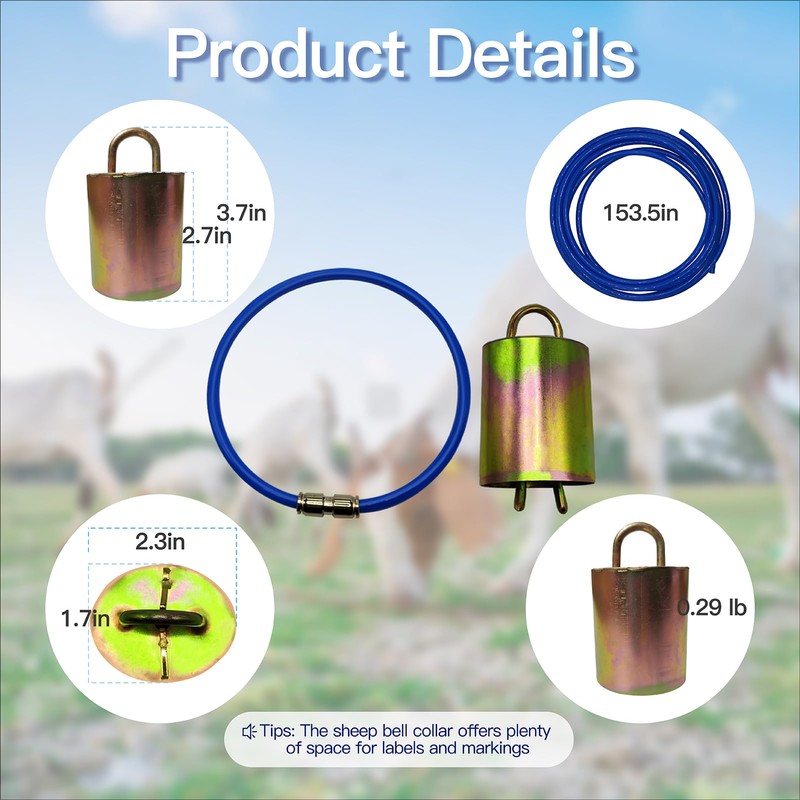 7-Pack Large Heavy Duty Goat & Sheep Pasture Bells with