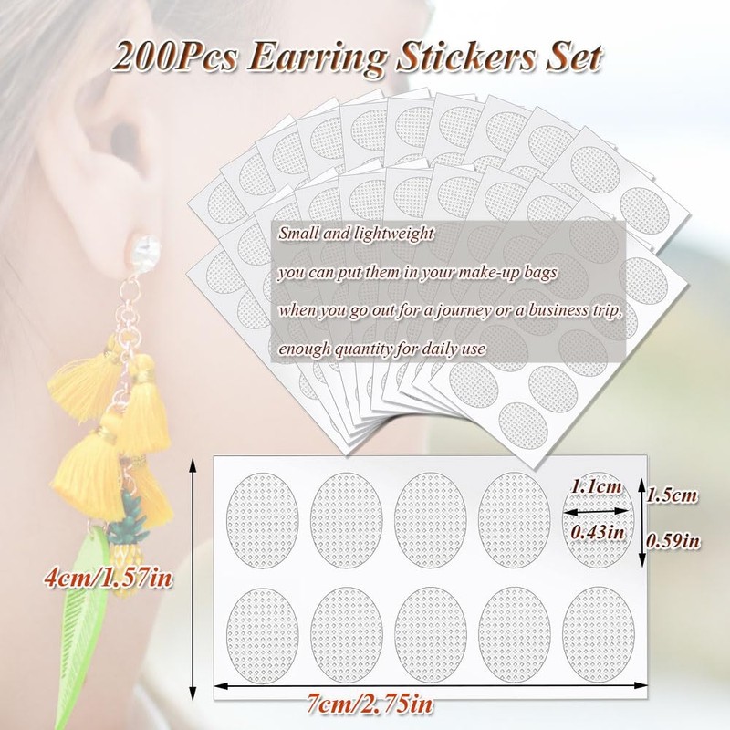 Earring Stickers for Split Earlobes, 200 Pcs Earring Support Patches
