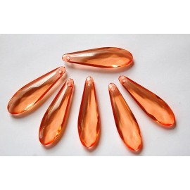 Vintage Acrylic Translucent Peach Orange Rounded Faceted Pendant Drops bds093H