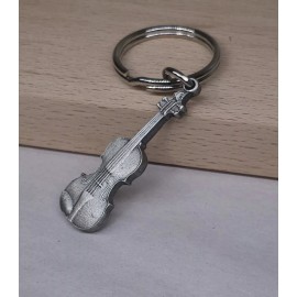Vintage Albert Elovitz Violin Music Keychain Silver Pewter 2 Inch USA Made