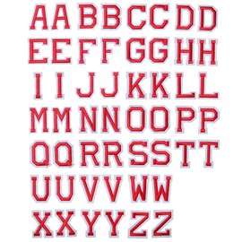 J.CARP 52Pcs Red Alphabet A to Z Patches, Iron on Sew on Letters for Clothing, Hats, Shoes, Backpacks, Handbags, Jeans, Jackets etc.