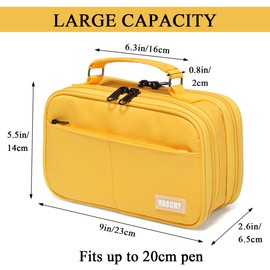 Large Capacity Pencil Case,VASCHY Pencil Pouch with Compartments for School,Work,Office,Adult,Kids Pen Organizer Holder School Supply Yellow