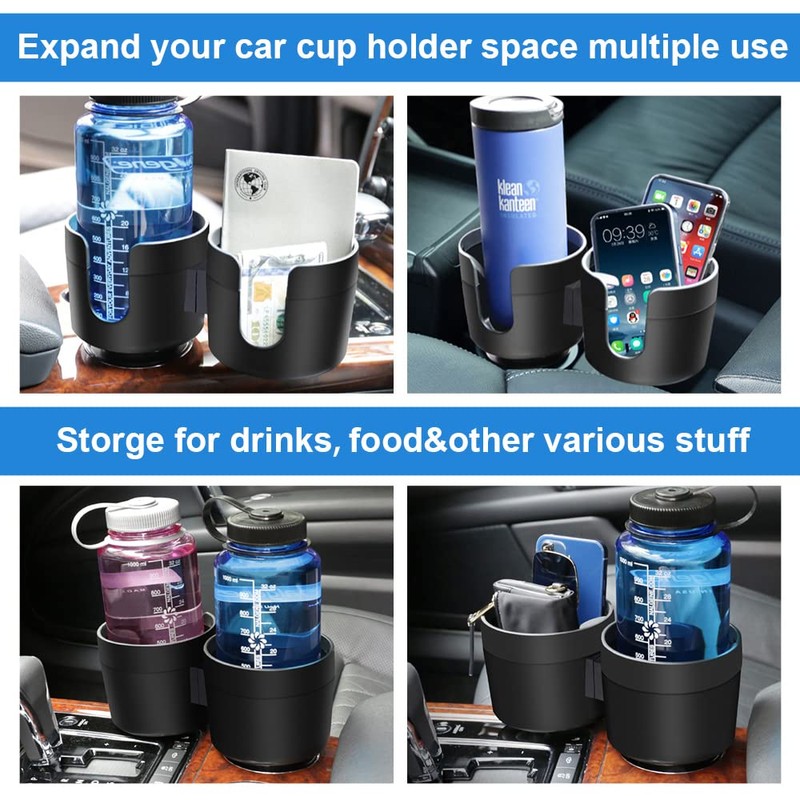 JINKEY Dual Cup Holder Expander for Car, 2 in 1