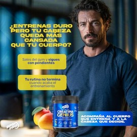 Creatina Monohidratada BPN PRO Genius 5g en Polvo Sabor Mango 240g 30 Porciones con Melena de León Rhodiola y Magnesio Vegana Sin Gluten