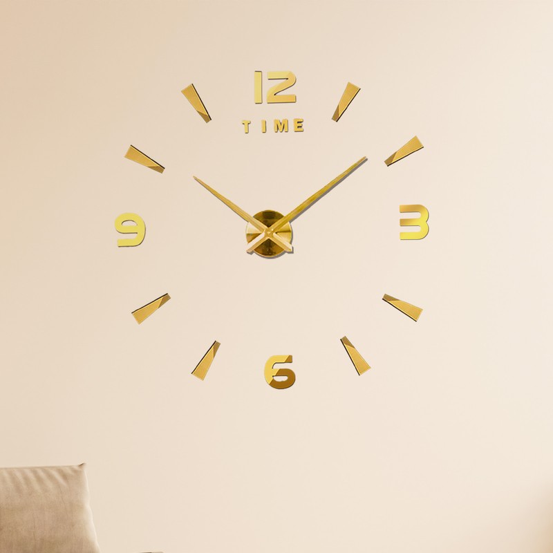 DIY Wall Clock Frameless Silent Modern 3D Mirror Wall Sticker
