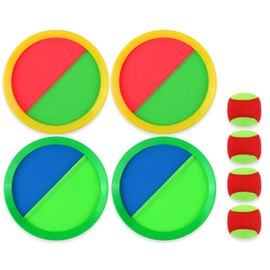 DS. DISTINCTIVE STYLE Hook and Loop Ball Catch Game Set - Outdoor Games for Kids Beach Pool Toys Backyard Toss and Catch Ball Set with 4 Paddles 4 Balls