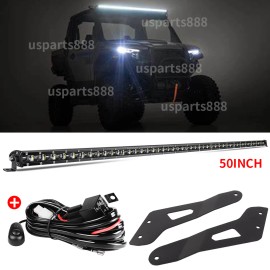 usparts888 Roof 50'' Straight LED Light Bar Brackets +Wire Fit 18+ Polaris Ranger 1000 XP
