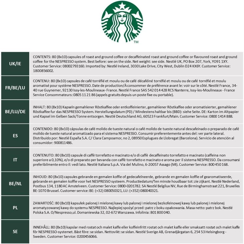 Starbucks by Nespresso Decaf Espresso Capsules, 30-Count