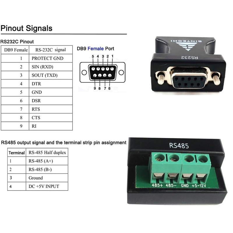 Sintech 232 to 485,RS232 Serial to RS485 Communication Data Converter