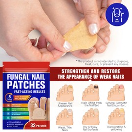 32Pcs Fungal Nail Patches for Toenails, Toe Nail Fungus Patches, Nighttime Nail Repair for Damaged Nails, Discolored Nails, 8-Hour Effortless Nail Care Restores Healthy Appearance, Safe & Gentle