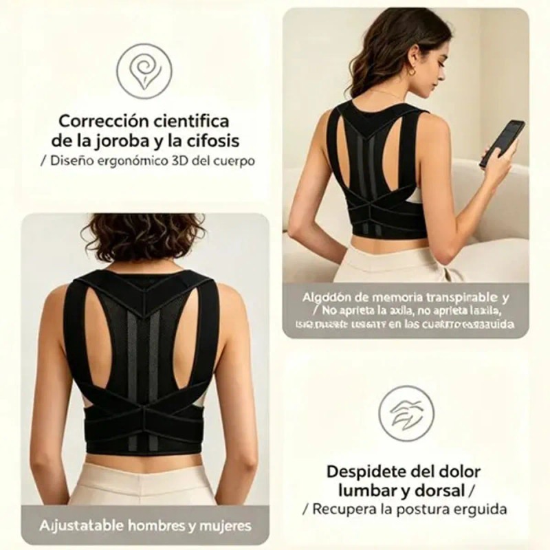 General - Corrector De Postura Ajustable Para Espalda Hombre Y