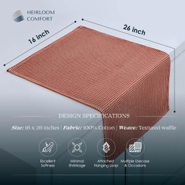 HEIRLOOM COMFORT 100% Cotton Waffle Kitchen Towels - Pack of 3 Absorbent & Quick-Drying Dish Towels - Soft Tea Towels for Drying, Cleaning, Cooking - Washable, Durable, Reusable - 66x40 cm, Rust